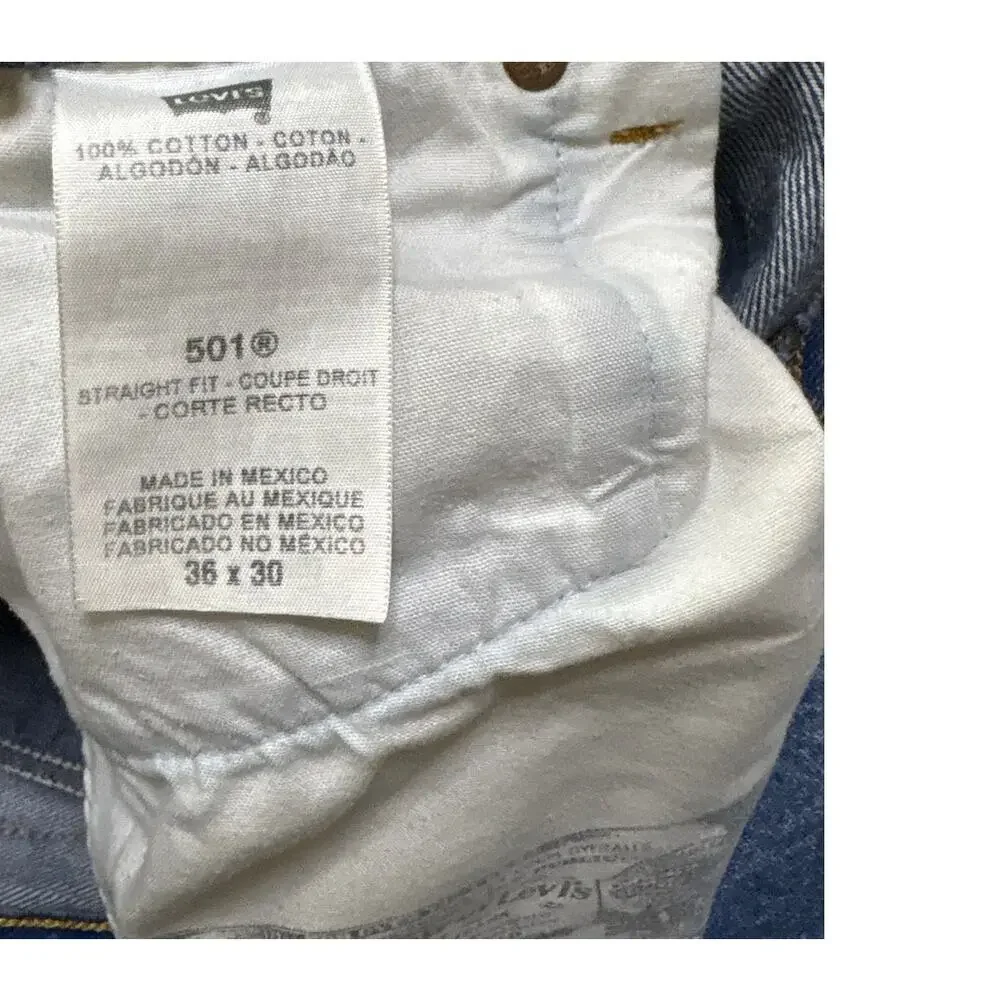 Vintage Levi 501 Jeans Faded Baggy Straight Fit Button Fly Size 36x30